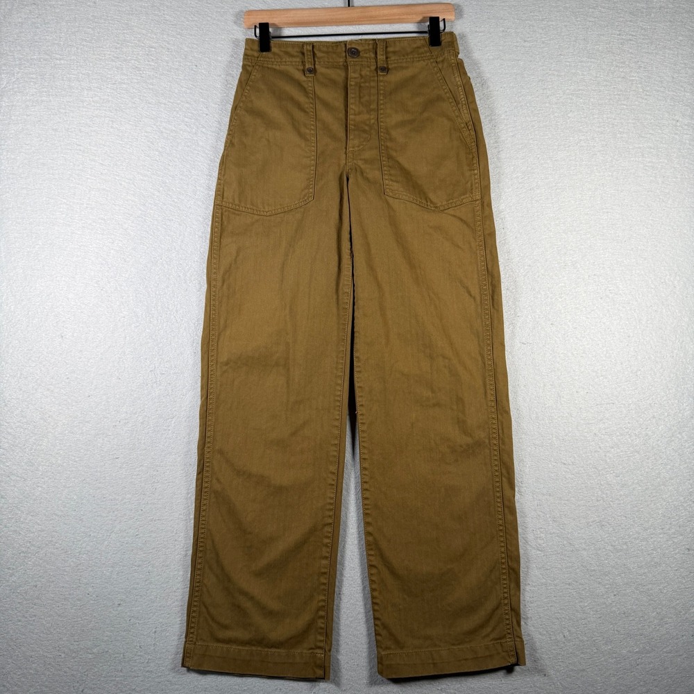 Madewell Women High Rise Utility Wide Leg Pants Brown Herringbone GR6837 Size 25